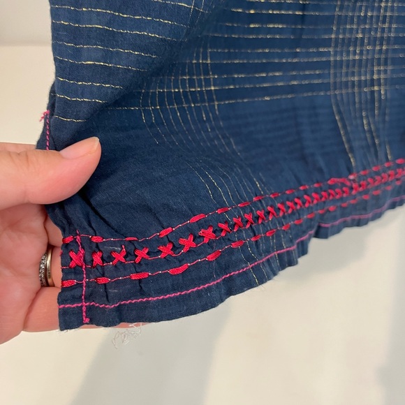 Johnny Was 3 J Workshop Navy Dress Tunic with Pink Embroidery - Picture 4 of 8